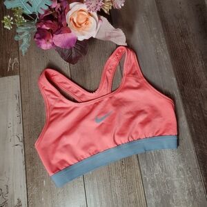 Nike Coral Neon Pink and Gray Women's DriFit Racerback Sports Bra Size Small